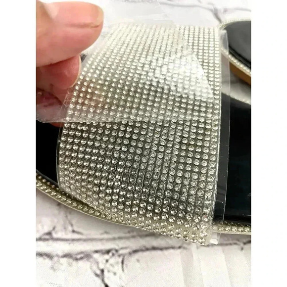 Rhinestone Clear One Band Slip On Sandals Flats Sz 10.5 EU 43 - Picture 4 of 7